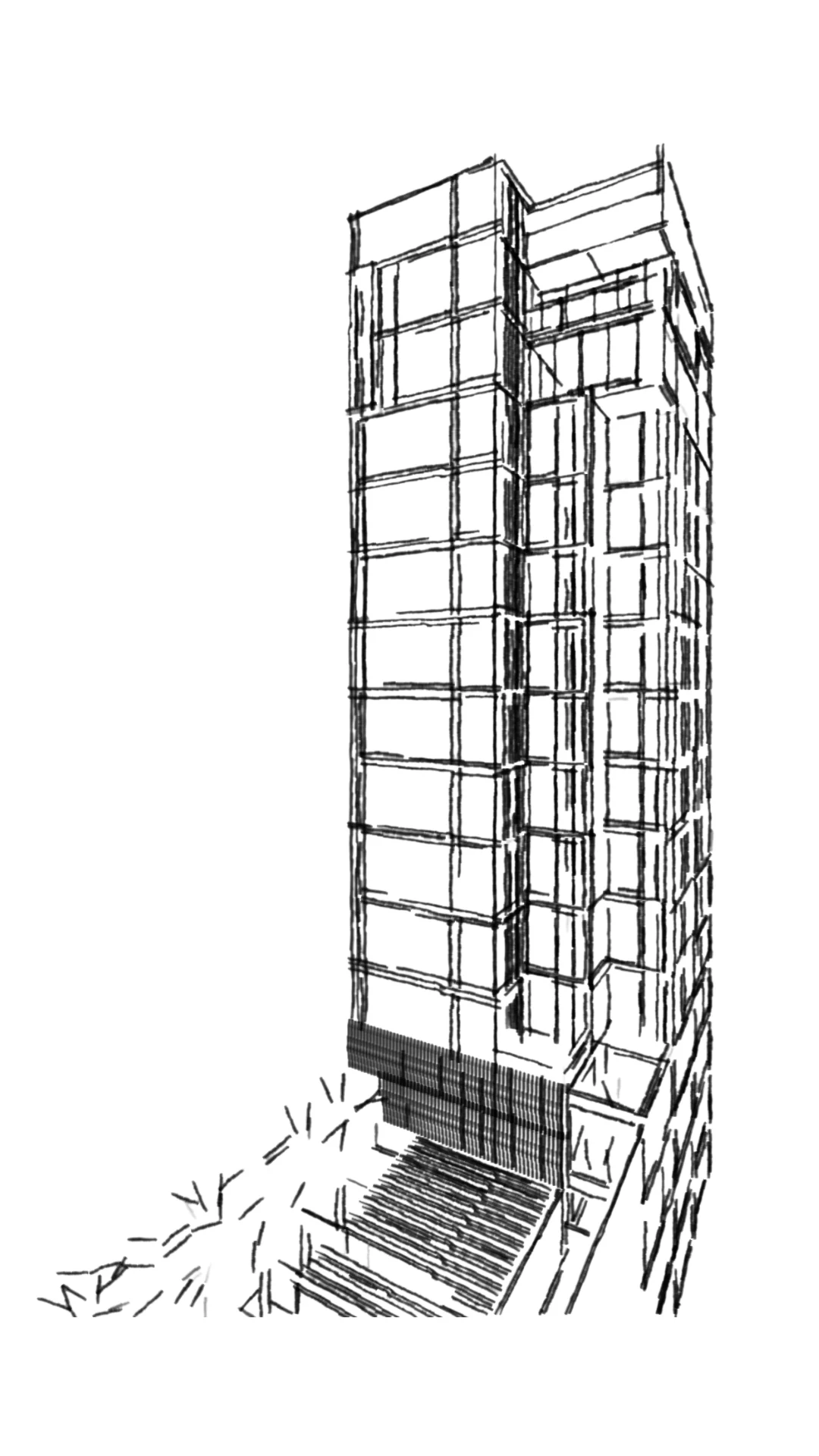 Boceto arquitectónico de la torre Unique Grand Living en Villa Magna San Luis Potosí.